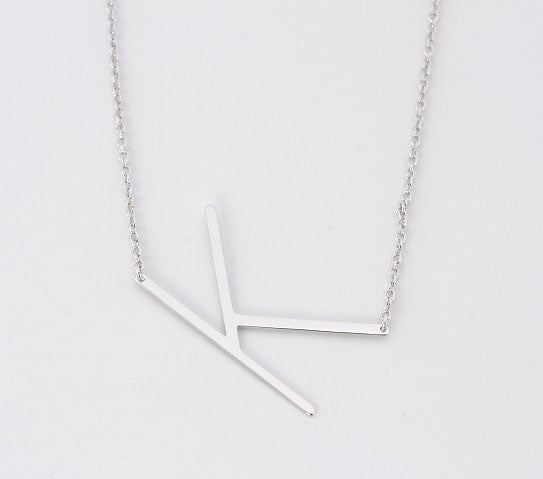 Sideways Initial Necklace - Silver