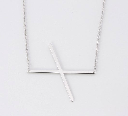 Sideways Initial Necklace - Silver