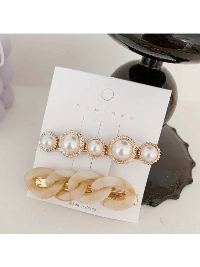 Pearls & Links Hair Clips