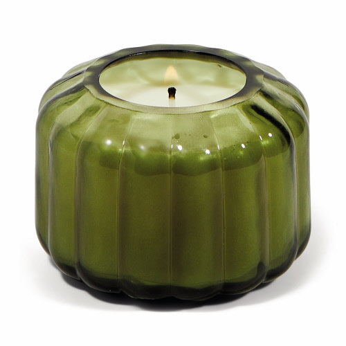 Ripple Transparent Green Ribbed Glass Candle - Secret Garden - 4.5 oz.