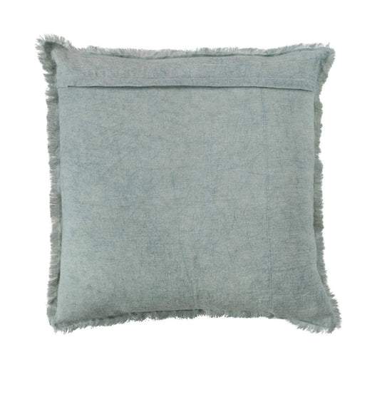Stonewashed Linen Pillow with Fringe -  Mint