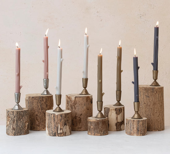 Unscented Twig Shape Taper Candles - Grey