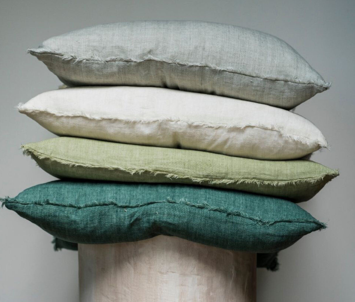 Lina Linen Throw Pillow - Celeste Green