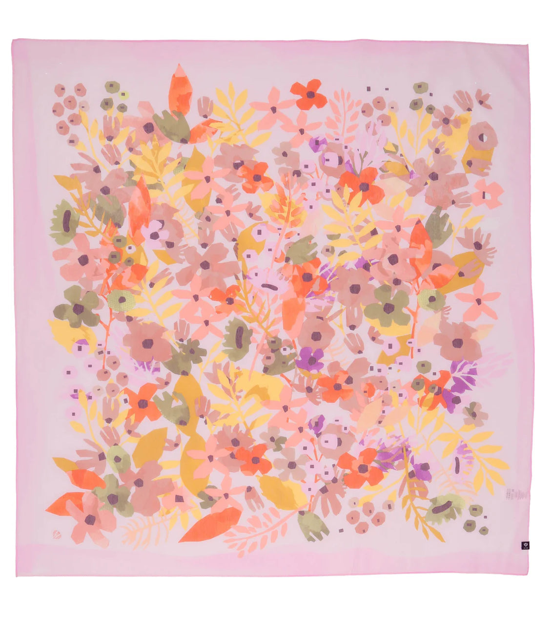 Floral Artistry Cotton Silk Square Scarf - Orchid Pink