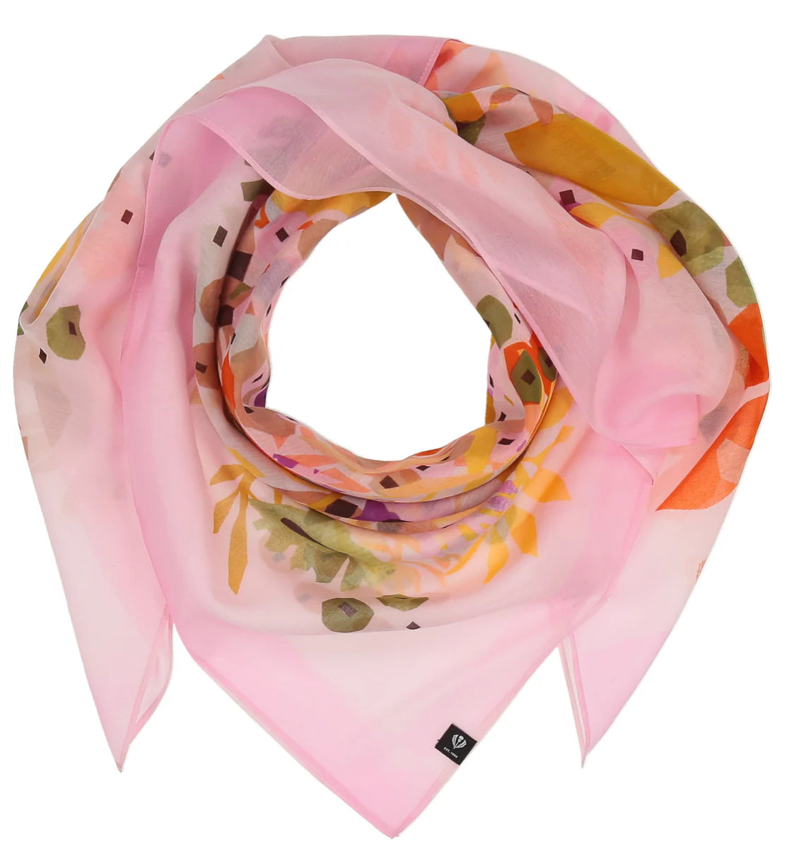 Floral Artistry Cotton Silk Square Scarf - Orchid Pink