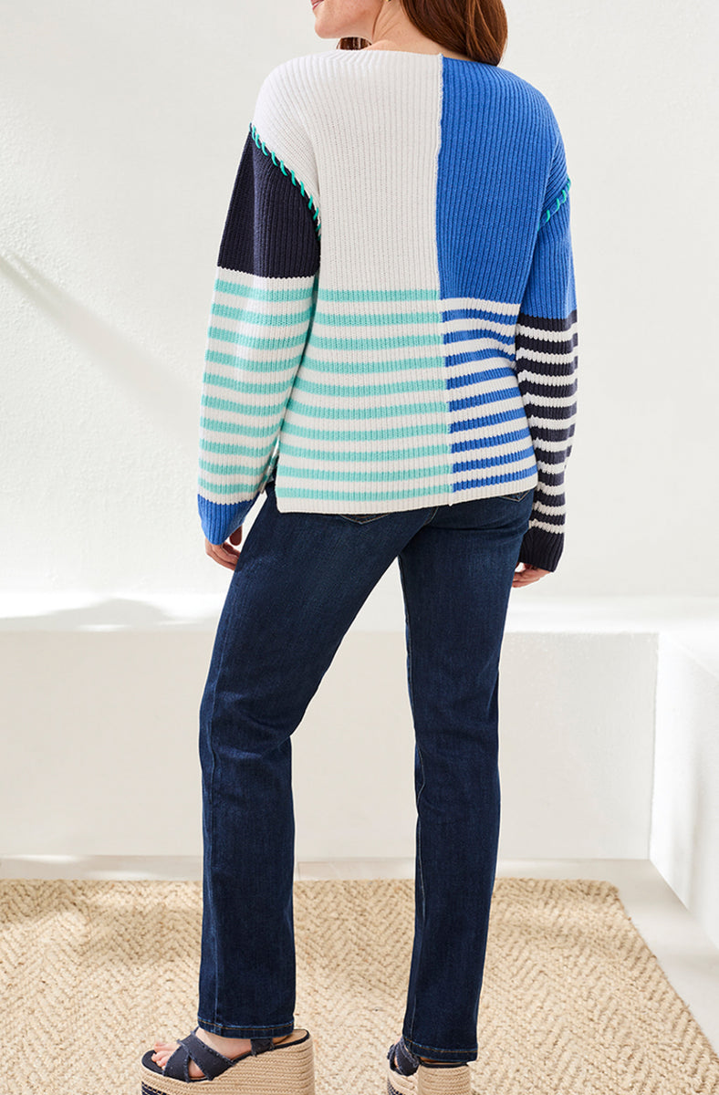 Stripe Colorblock Pullover & Pull-On Shorts Set