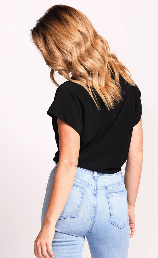 Kalina Cropped Top with Buttons - Black