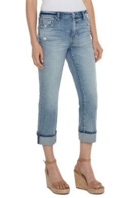 Marley Girlfriend Jeans with Vent Rolled Cuff - Old Coast