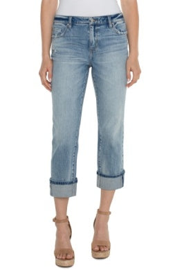 Marley Girlfriend Jeans with Vent Rolled Cuff - Old Coast