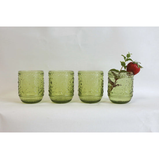 Embossed Drinking Glass - Green
