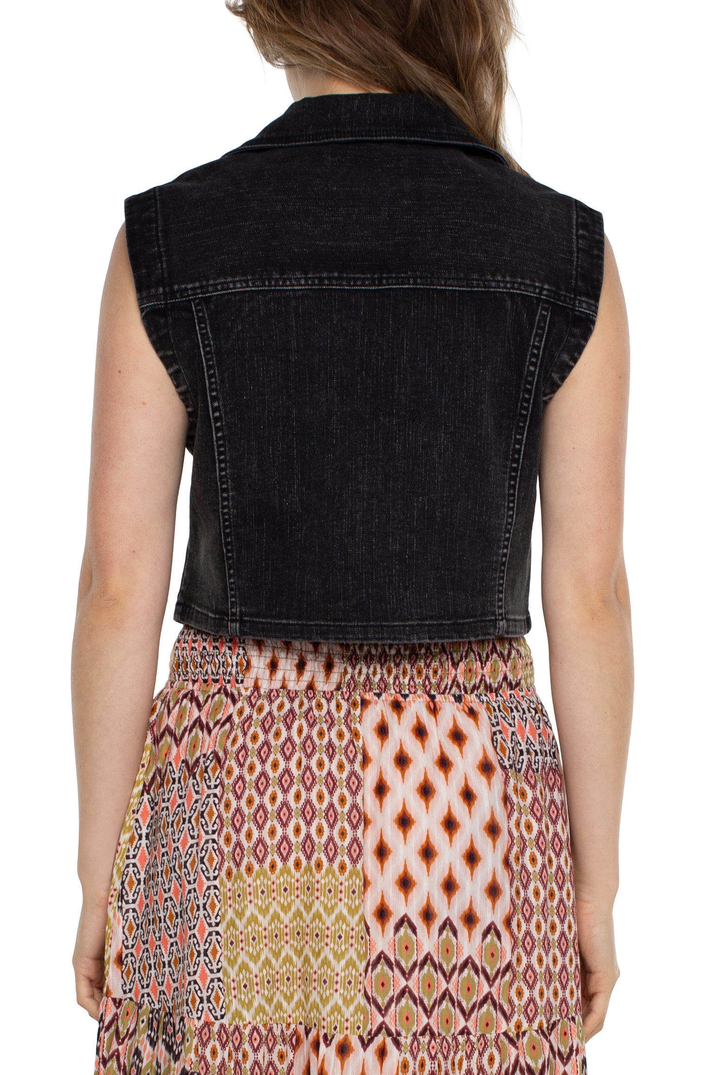 Cropped Vest with Notched Collar - Rawlins