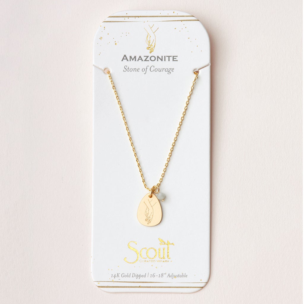 Amazonite & Gold Charm Necklace