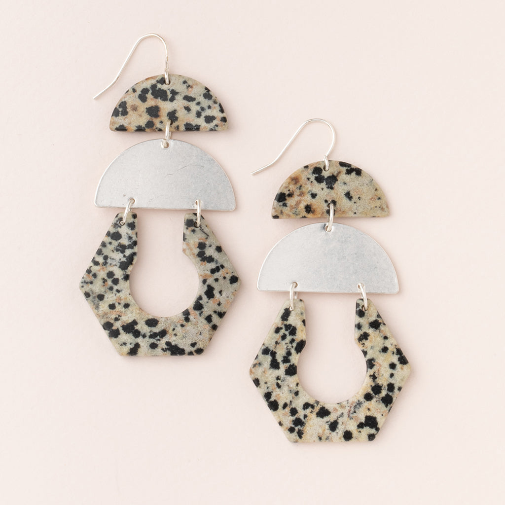 Dalmatian Jasper & Silver Cutout Earrings