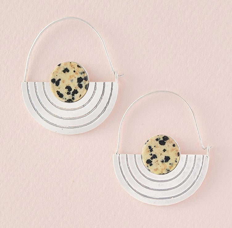 Stone Orbit Earrings - Dalmatian/Jasper
