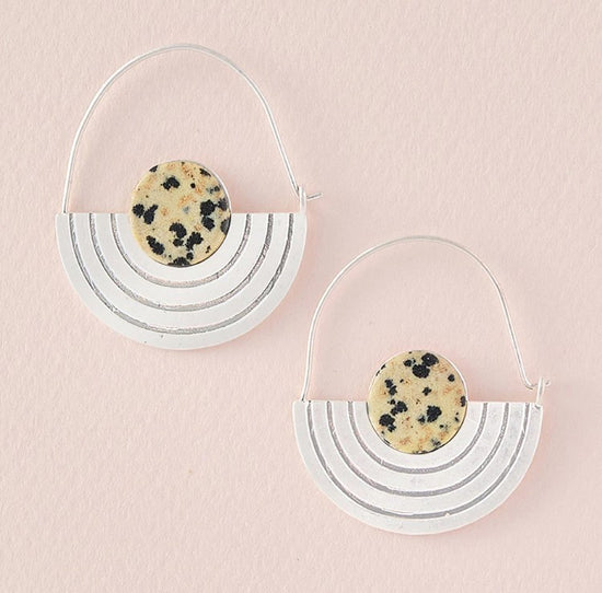 Stone Orbit Earrings - Dalmatian/Jasper
