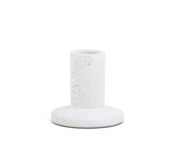 Paddywax Large Ceramic Taper Candle Holder White Speckled Bailey Road