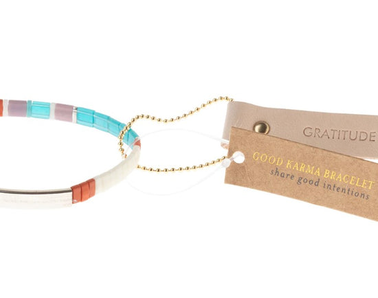 Good Karma Miyuki Bracelet - "Gratitude" - Turquoise / Orange / Silver