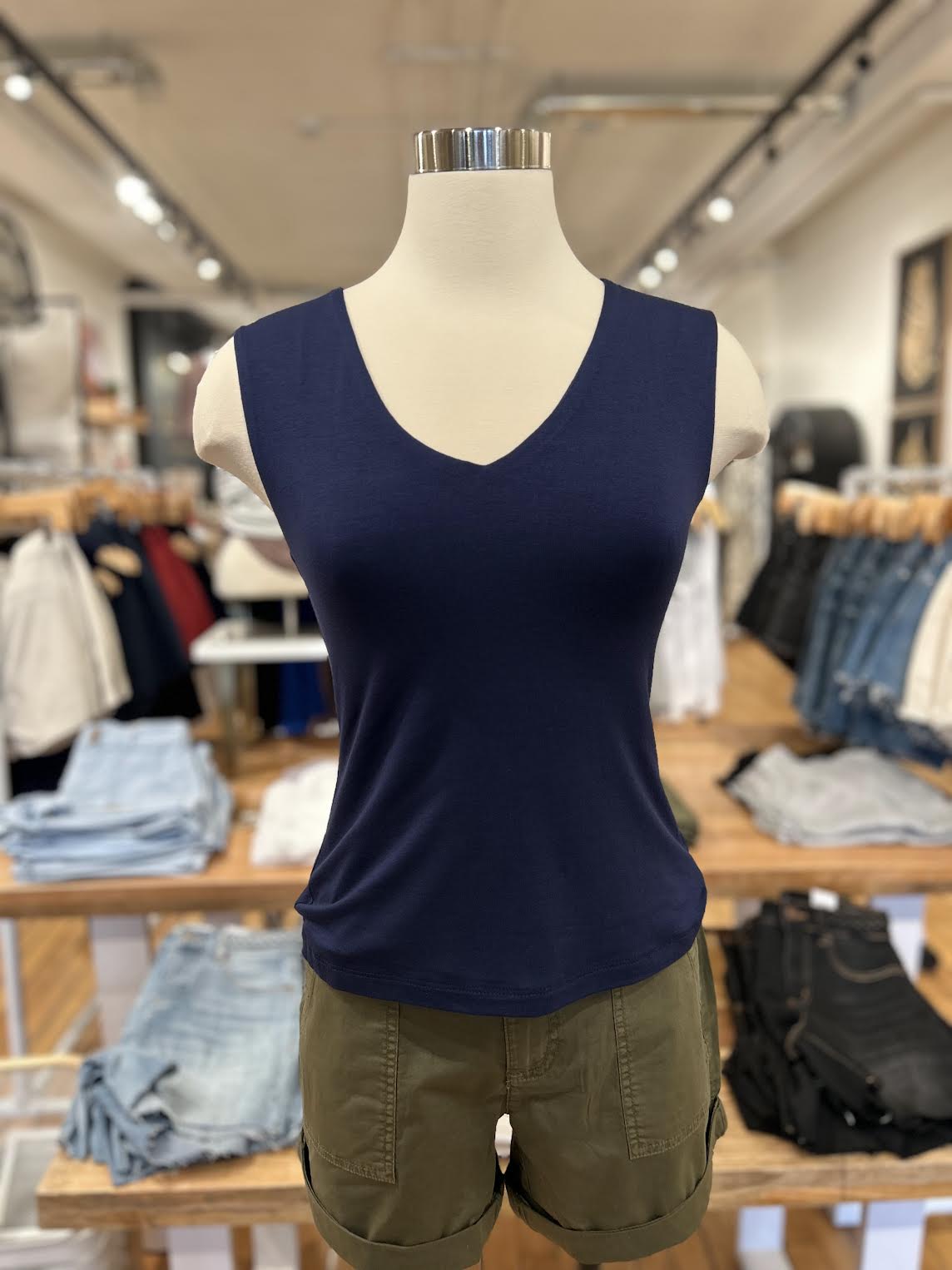 Lined Jersey Tank - Navy