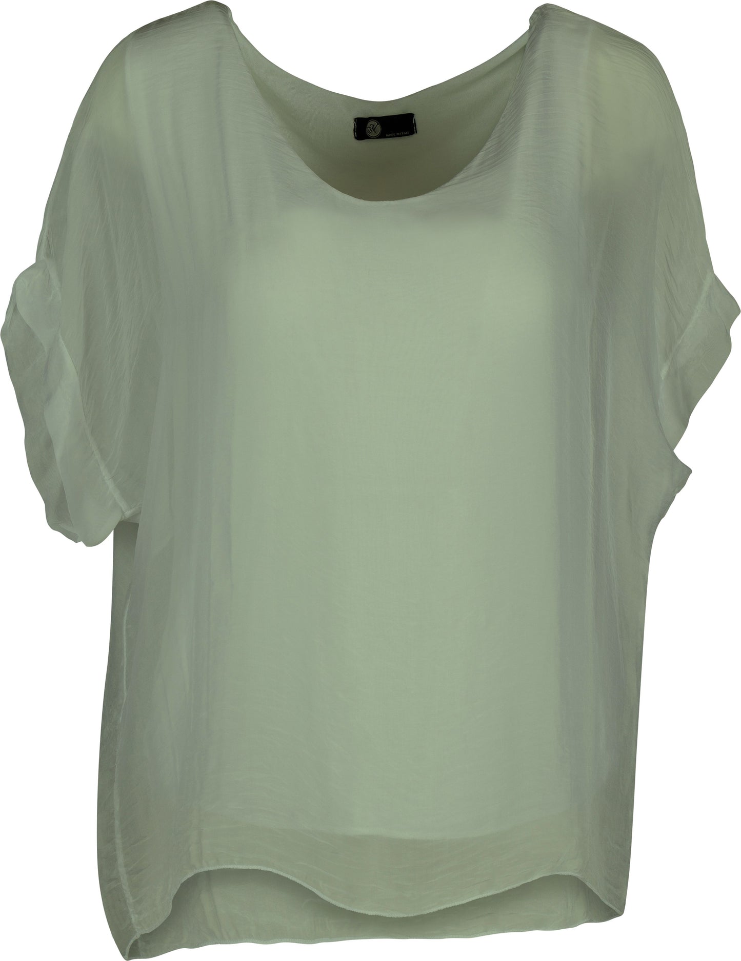 Short Sleeve Shear Silky Top - Tea