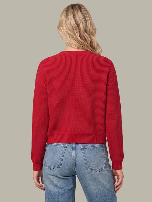 Daphne Cropped Pullover Sweater - True Red