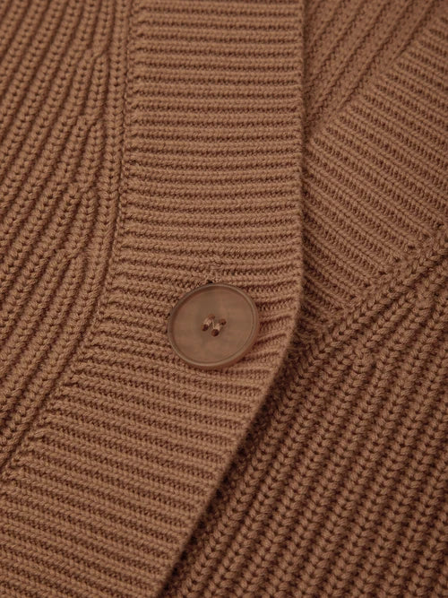 Celeste V-Neck Cardigan with Pockets - Carob