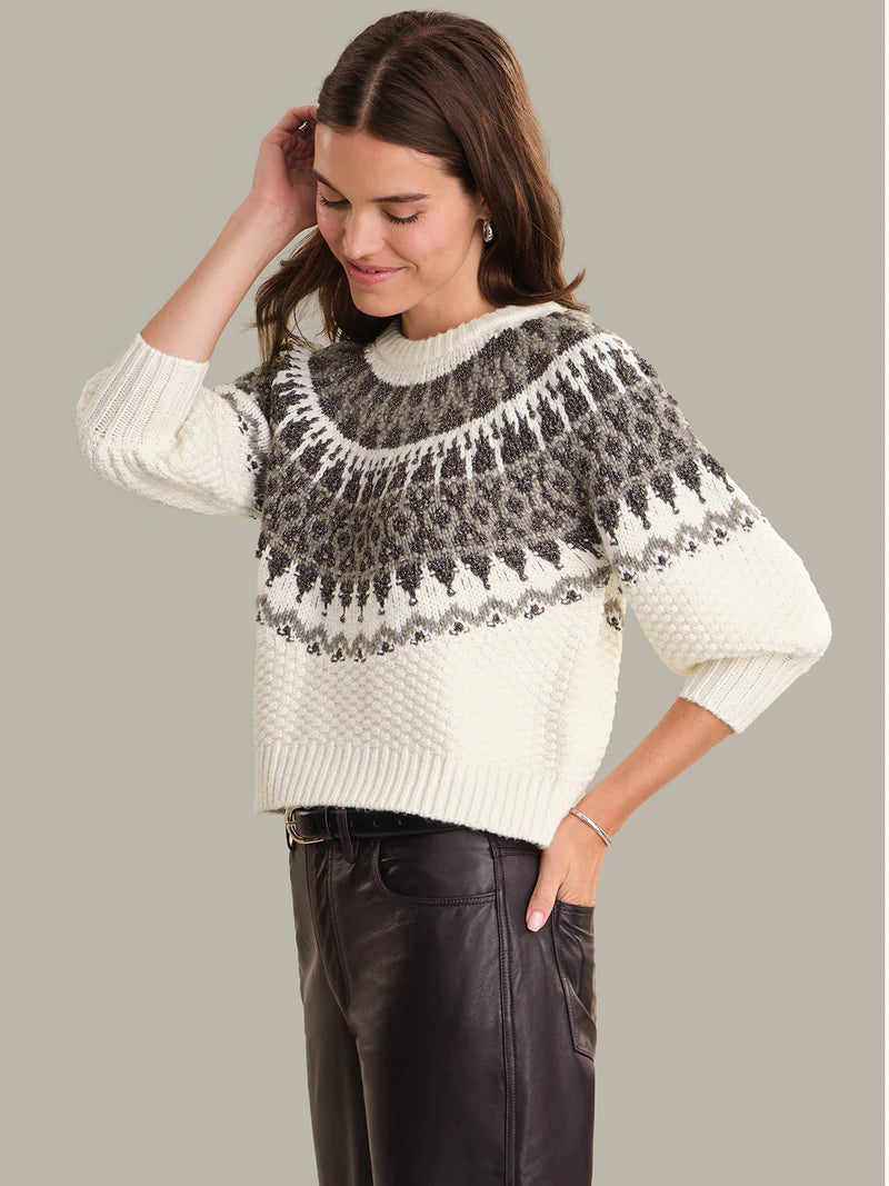 Alora Puff Sleeve Fair Isle Sweater - Sea Salt