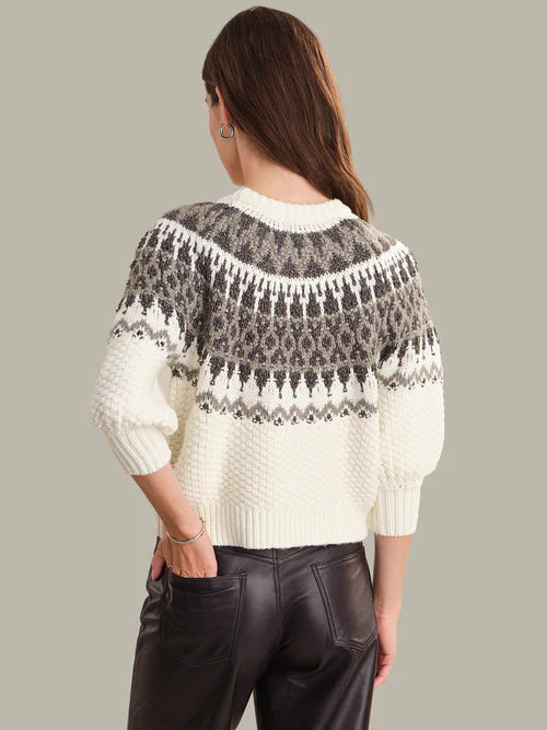 Alora Puff Sleeve Fair Isle Sweater - Sea Salt