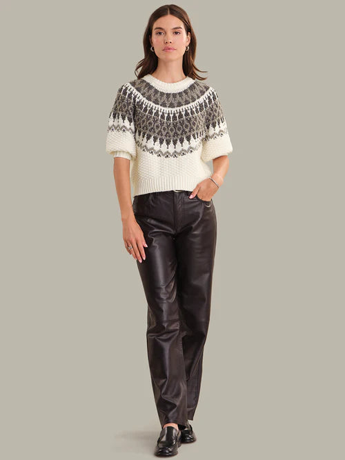 Alora Puff Sleeve Fair Isle Sweater - Sea Salt