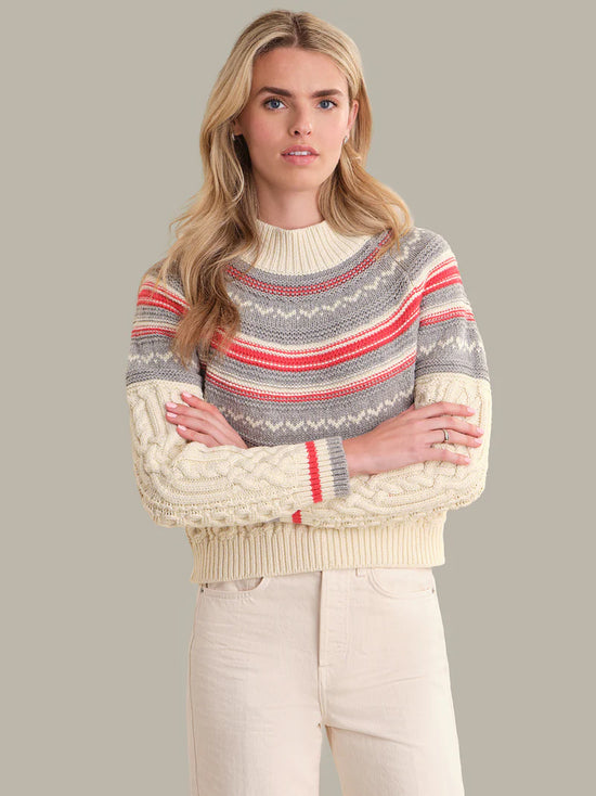 Ayana Cable Sweater with Yoke - Sea Salt