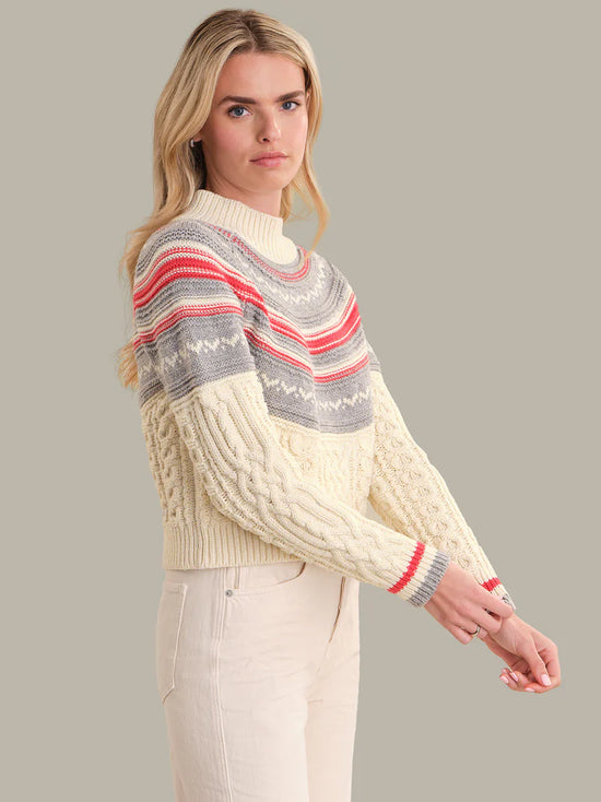 Ayana Cable Sweater with Yoke - Sea Salt