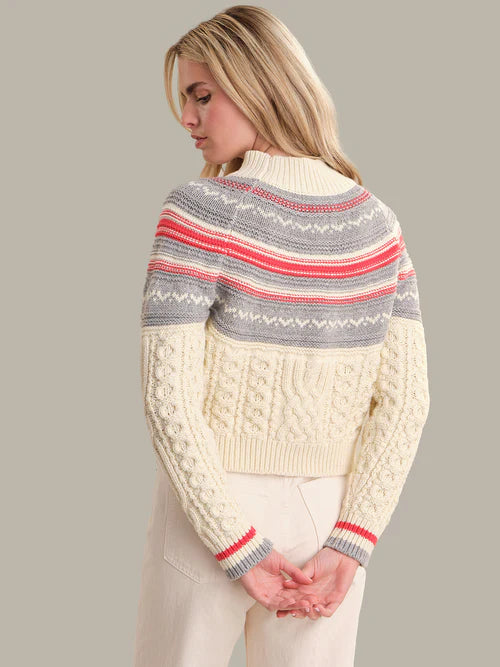 Ayana Cable Sweater with Yoke - Sea Salt