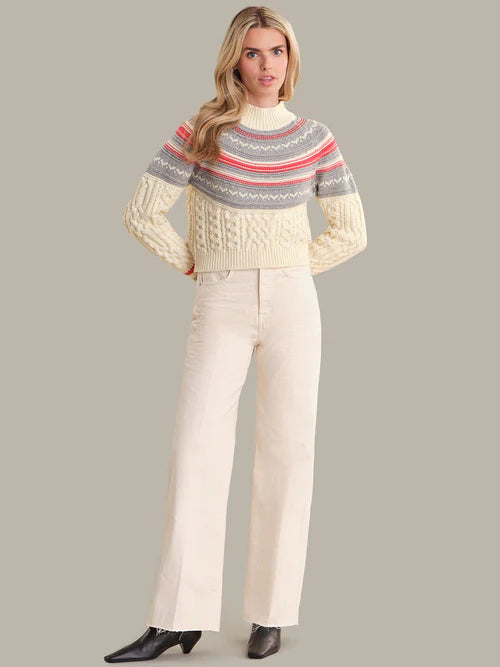 Ayana Cable Sweater with Yoke - Sea Salt