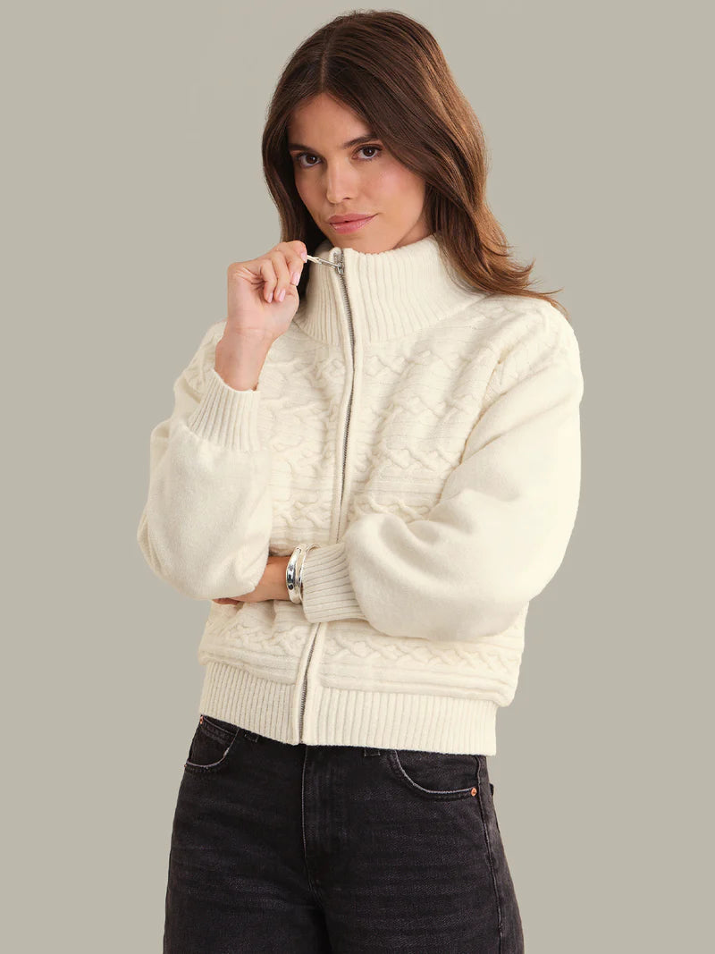 Addison Cable Knit Puffer Jacket - Sea Salt