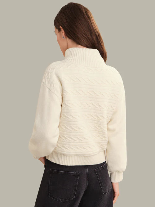 Addison Cable Knit Puffer Jacket - Sea Salt