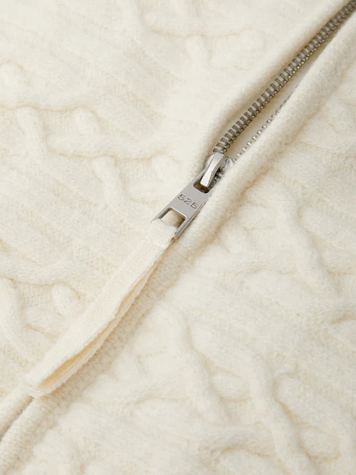 Addison Cable Knit Puffer Jacket - Sea Salt