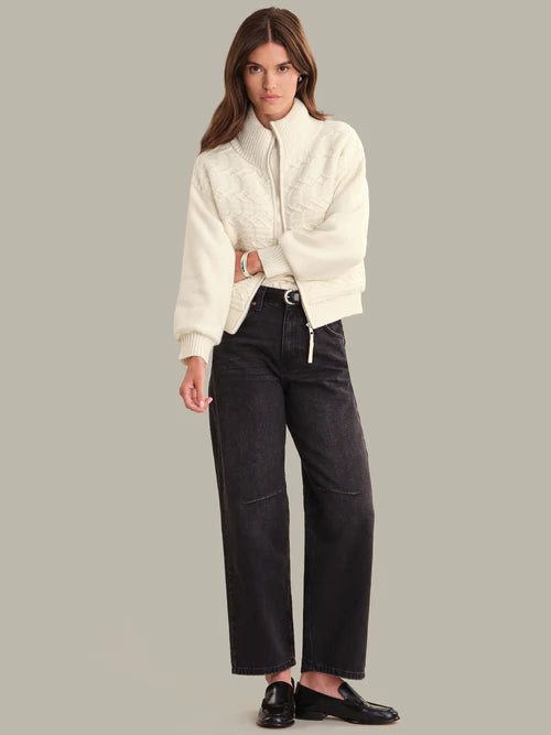 Addison Cable Knit Puffer Jacket - Sea Salt