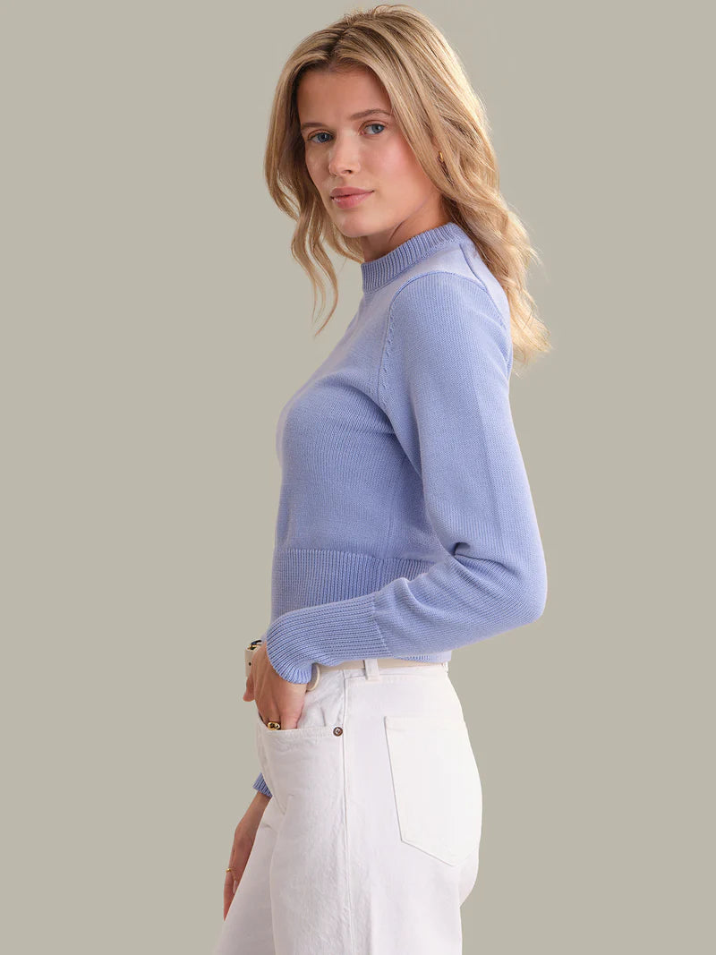 Raglan Sleeve Crew Neck Sweater - Blue Heron