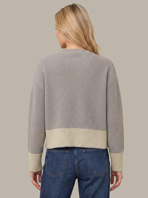 Sienna Striped Ribbed Sweater - Grey Pearl
