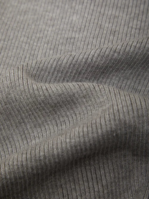 Emmeline Ribbed Henley - Heather Grey