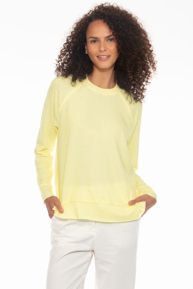 Jacquard Knit Raglan Sleeve Sweater - Yellow Cherry