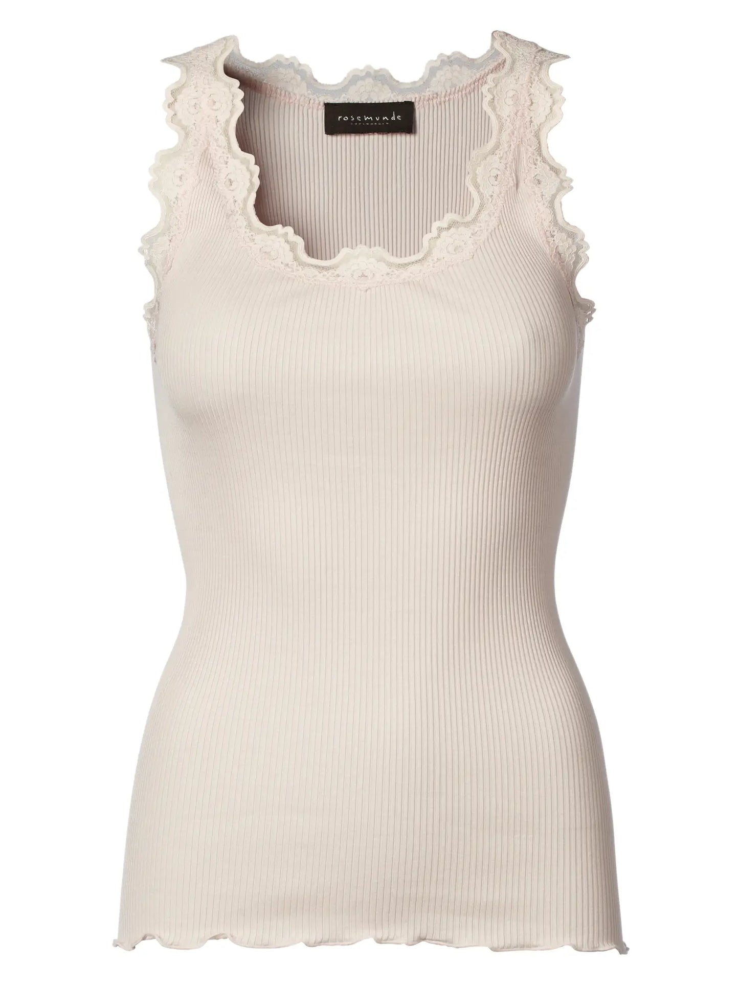 Load image into Gallery viewer, Iconic Silk Top with Lace - Soft Rose
