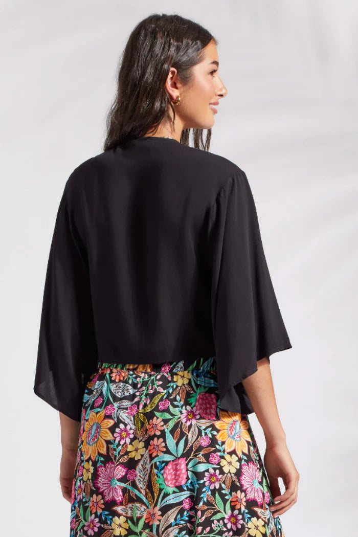 Kimono Top with Front Tie - Black