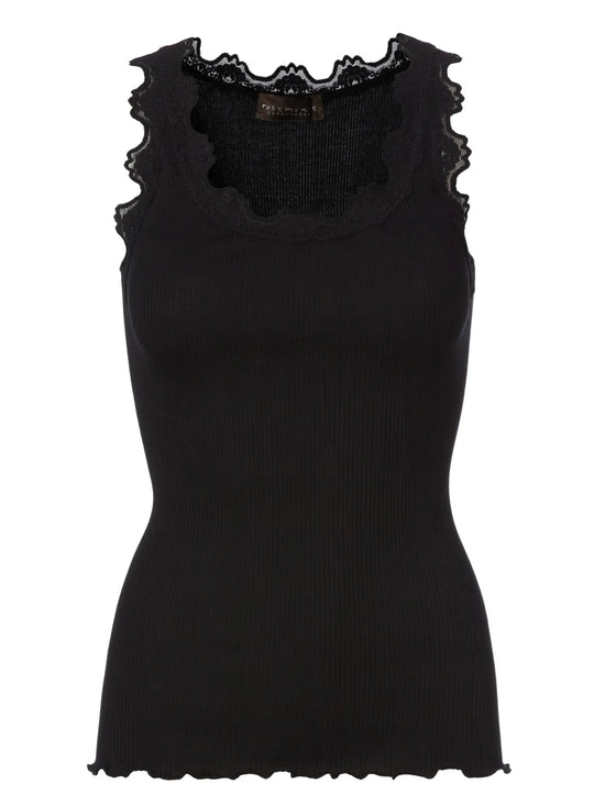 Load image into Gallery viewer, Iconic Silk Top with Lace - Black
