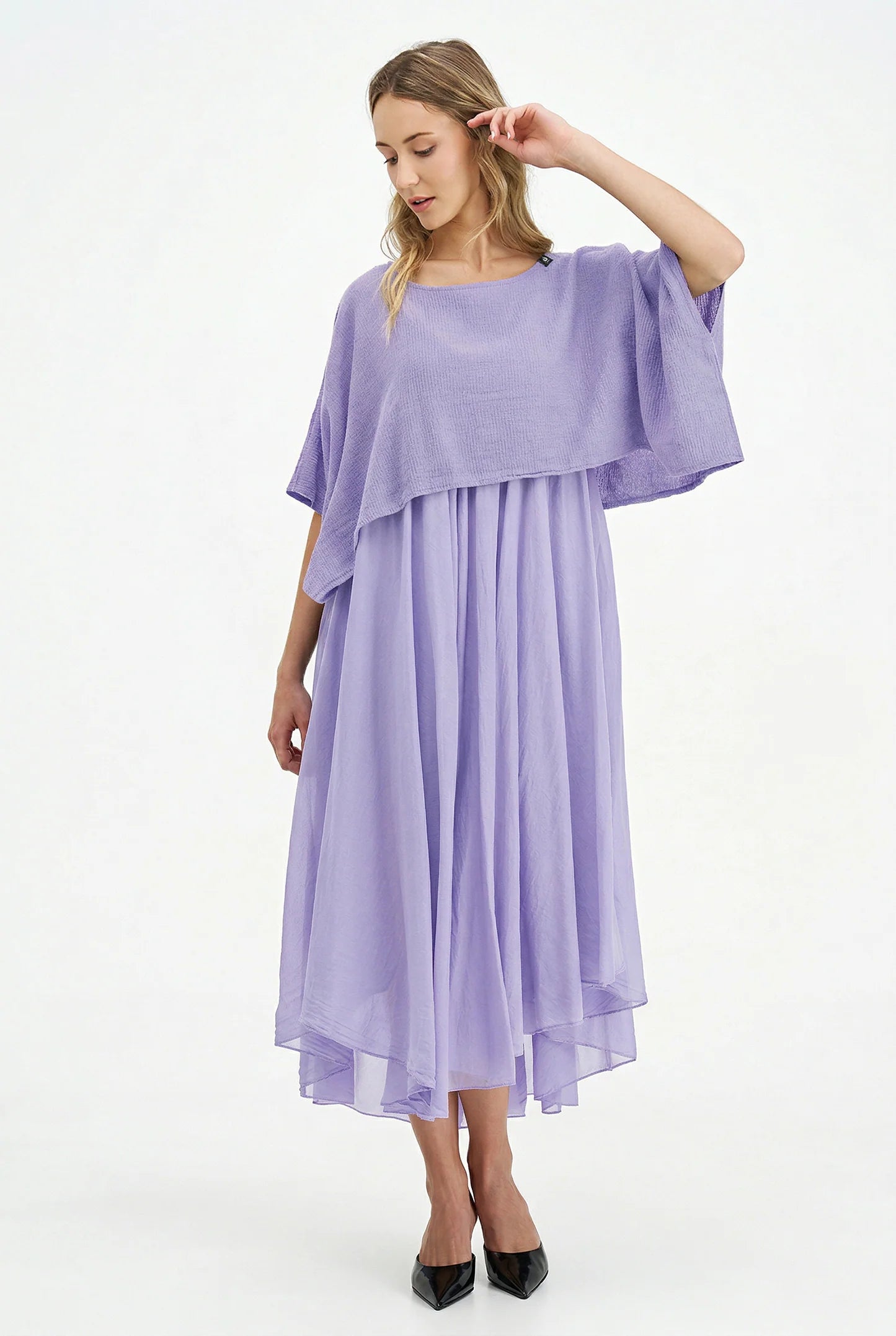 Maxi Dress with Layered Top - Lavender