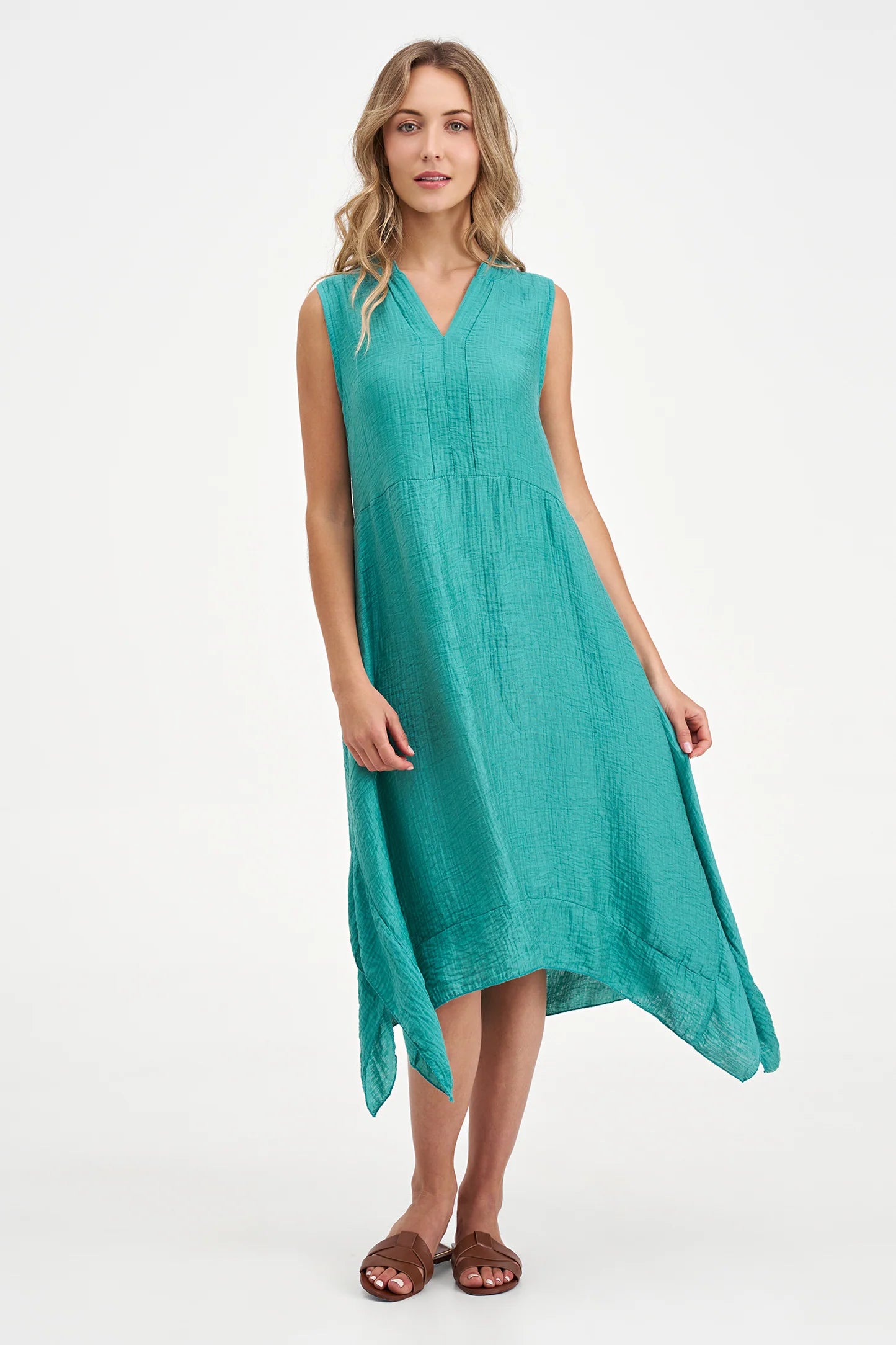 Sleeveless V-Neck Midi Dress - Reef