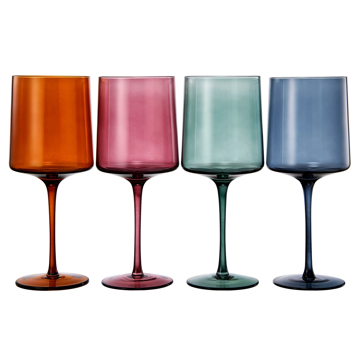 May Flowers Colored Square Wine Glasses - Set of 4