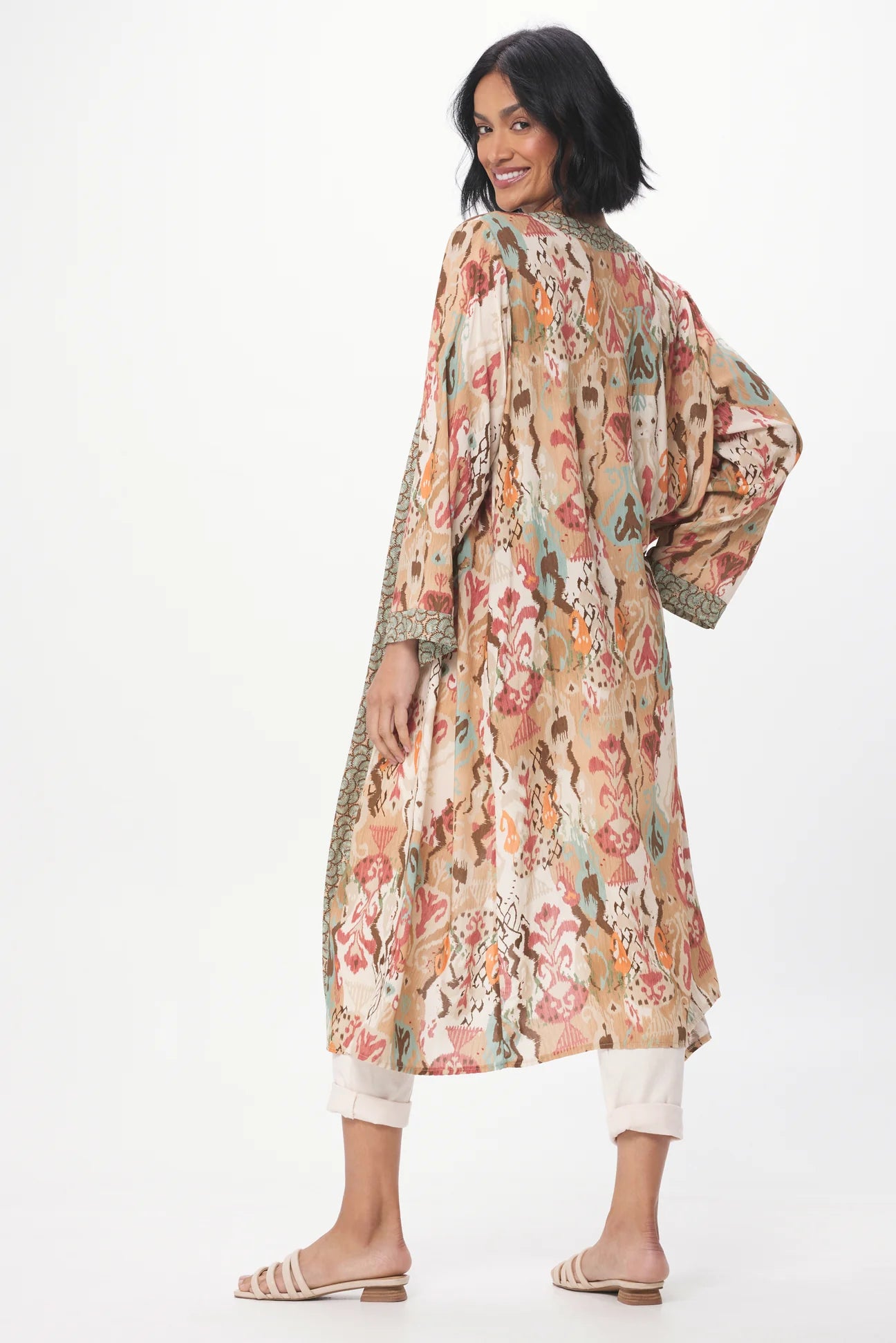Kimmy Long Open Jacket - Sea Foam/Coral