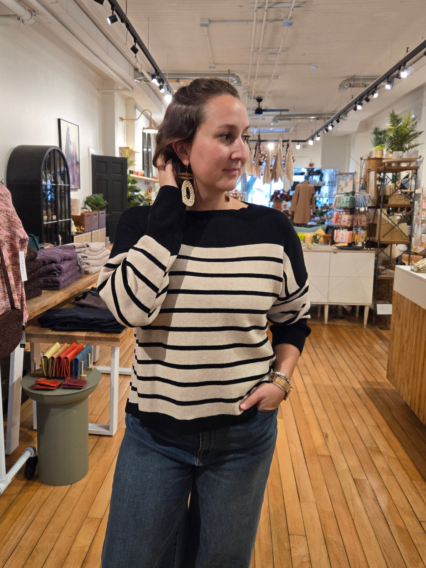 Marine Stripe Sweater - Black/Beige