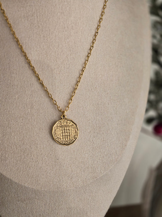 Necklace with Gold Three Pence Coin