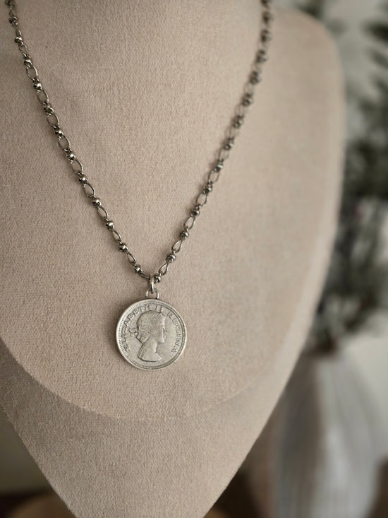 Necklace with Queen Elizabeth II Small Silver Coin